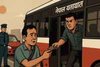 मध्यदिनमा ट्राफिक प्रहरीले खलासीसँग पैसा मागेपछि...